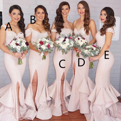 Modest Pink Mermaid Spaghetti Strap Bridesmaid Dress | Bridesmaid Dress Online_3