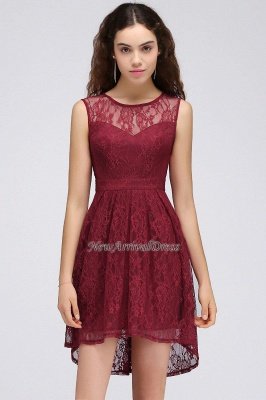 Neueste ärmellose Spitze Illusion A-Linie Burgund Homecoming Kleid_4