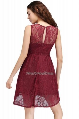 Neueste ärmellose Spitze Illusion A-Linie Burgund Homecoming Kleid_3