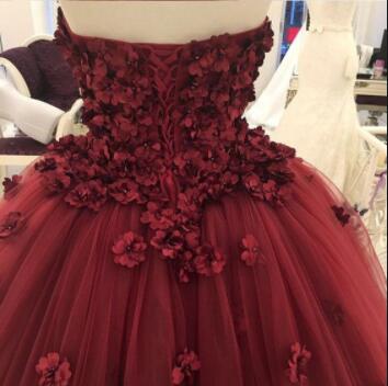 New Arrival Flowers Sleeveless Sweetheart Ball Gown Evening Gown_3
