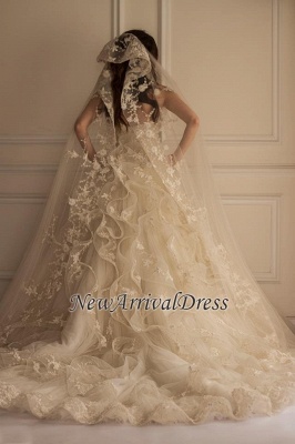 Beautiful Tulle Off The Shoulder Elegant Lace Appliques Wedding Dress_1