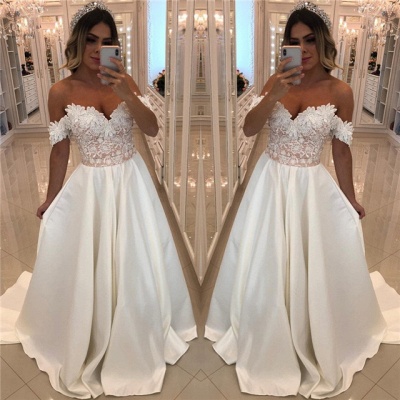Luxury Off-The-Shoulder Puffy Prom Dresses | Appliques Beaded Long Prom Dresses_3