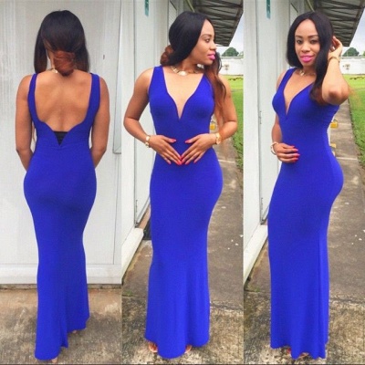 Royal Blue Alluring Mermaid Long Special Occassion Dresses Open Back Simple Custom Made Floor Length Evening Dress_2
