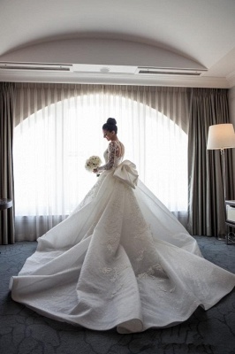 Gorgeous Mermaid Wedding Dresses with Sleeves | Bowknot Detachable Overskirt Bridal Dresses_5