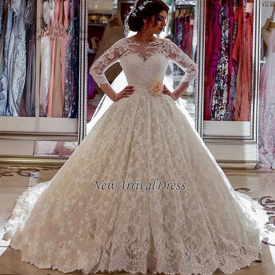 Vintage Lace Ball Gown Wedding Dresses with Sleeves Online_1