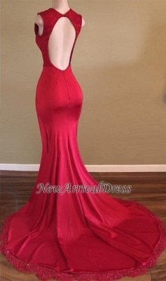 Beads Sleeveless V-neck Open Back Evening Gowns | Red Front Split Prom Dresses  sp0294_1