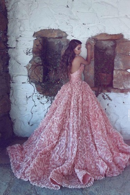 Gorgeous Sweetheart Pink Prom DressPrincess With Appliques_4
