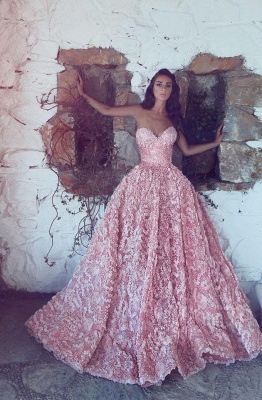 Gorgeous Sweetheart Pink Prom DressPrincess With Appliques_1