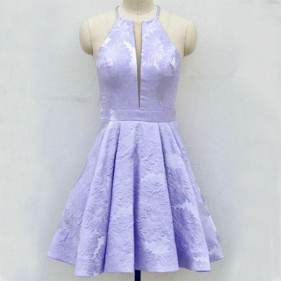 Cute Lace Lavender V-neck Sleeveless Short A-line Homecoming Dress_4