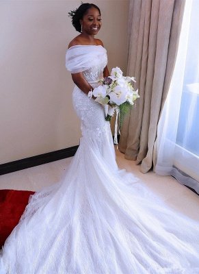 Elegant New Arrival Sexy Off The Shoulder Mermaid Wedding Dresses |Online  Bridal Gowns_1