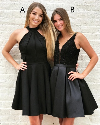 Newest Black A-line Sleeveless Short Homecoming Dress | Two Styles A, B_1