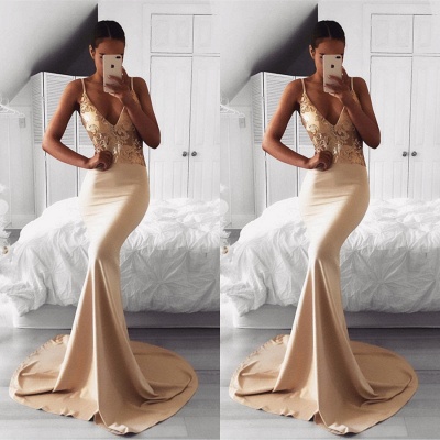 Sexy Spaghetti-Träger Gold Pailletten Abendkleid | Meerjungfrau-Abschlussballkleid BA9015_3