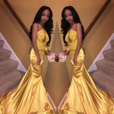 Modern Yellow Mermaid Sleeveless Prom Dress | Prom Dress_3