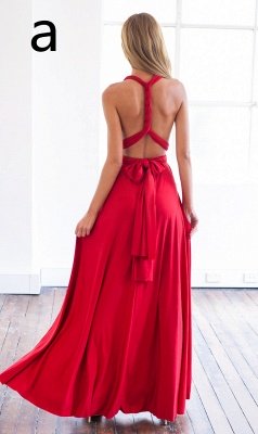 Robe de bal sexy sans manches A-line rouge détachée longueur au sol_4