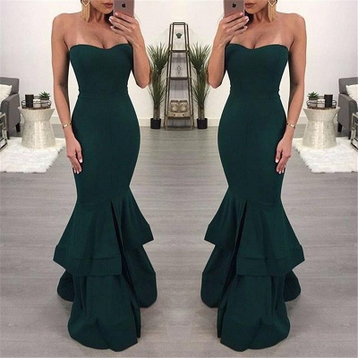 Sexy Black Mermaid Evening Dress |Ruffles Prom Dress With Slit_4
