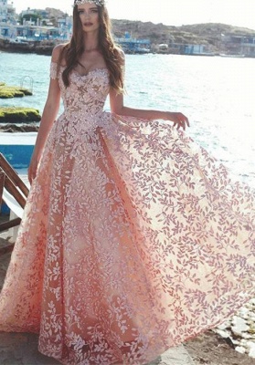 Elegant Off-the-Shoulder 2021 Evening Dress | Lace Appliques Prom Party Dress_1