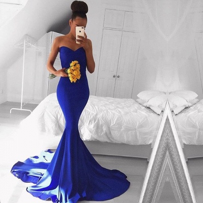 Elegant Sweetheart Mermaid Royal Blue Prom Dress Floor Length  BA8046_3