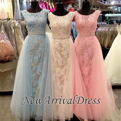 Crystal Sleeveless Appliques Scoop Tulle Elegant Bridesmaid Dress BA4608_1