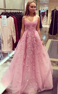 Tulle Appliques Prom Dress,,Long Evening Dress_1