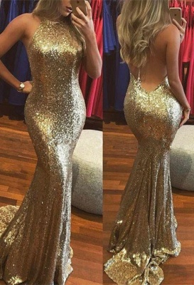 Gold Pailletten Abendkleid | Meerjungfrau Langes Abendkleid BA8577_1