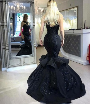 Sexy Black MermaidProm Dress Long Sequins Ruffles Party Gowns BA7654_6