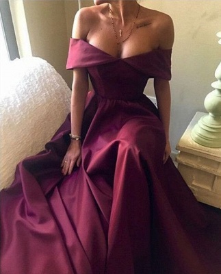 Elegant Burgundy Prom DressOff-the-Shoulder Party Gowns BA7835_1