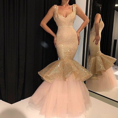 Glamorous Mermaid Sequins Prom Dresses | 2021 Sweetheart Ruffles Evening Gowns_3