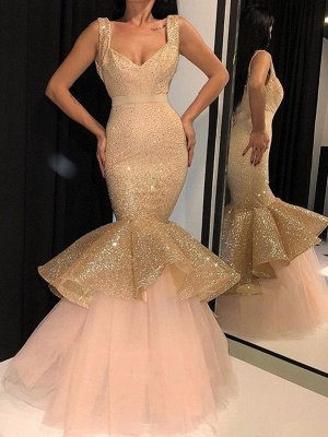 Glamorous Mermaid Sequins Prom Dresses | 2021 Sweetheart Ruffles Evening Gowns_1