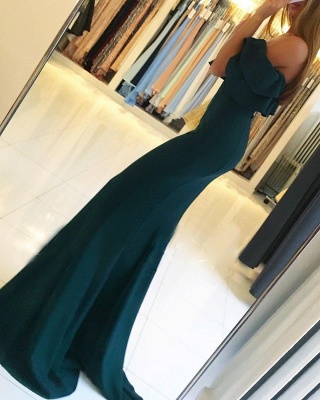 Green off the shoulder prom dress with split,green evening gowns_4