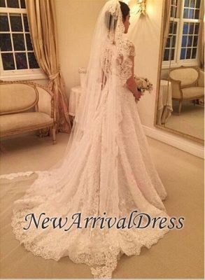 A-line Short Sleeve Zipper Sweep-Train New Arrival Lace Latest Elegant Wedding Dresses_1