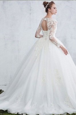 Gown Long Sleeve Ball New Arrival Lace Jewel  Elegant Wedding Dresses_3