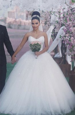 Glamorous Sweetheart  Online Beading Sexy Sleeveless Elegant Ball Gown Wedding Dresses_2