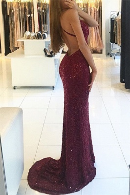 Sexy Sequins Sleeveless Bodycon Spaghetti Strap Evening Dress | Long Party Gown_3