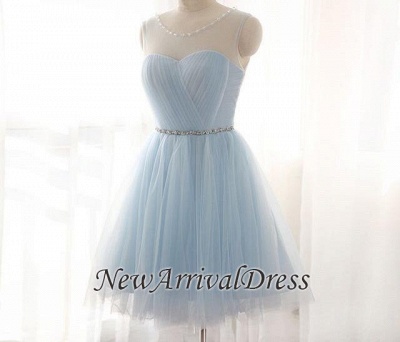 New Arrival Illusion Sleeveless Custom Made A-line Tulle Mini Beads Sexy Short Homecoming Dresses_1