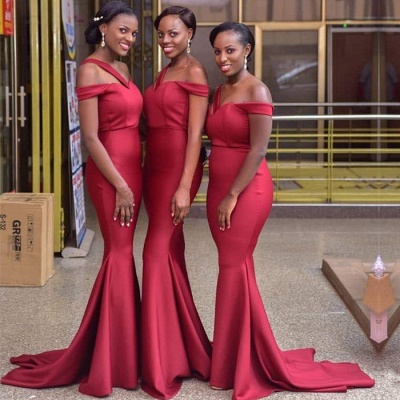 Gorgeous Off-the-Shoulder Red Bridesmaid Dress | 2021 Mermaid Long Maid of Honor Dress_3