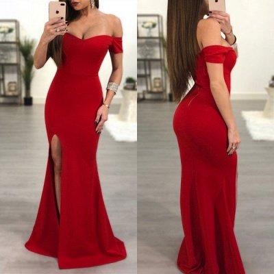 Elegant Red Off-the-Shoulder Prom Dress |Mermaid Sweetheart Evening Gowns_4