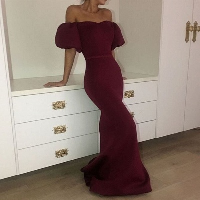 Sexy Burgundy Off-the-shoulder Mermaid Evening Dress | Long Party Gown_3