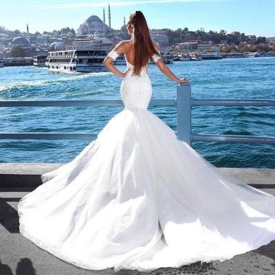 Vestidos de novia sexy sirena cariño | 2021 vestidos de novia de encaje espalda abierta_4
