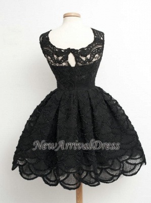 Knee Length Black Little Lace Dresses Sexy Short Homecoming Dresses_1