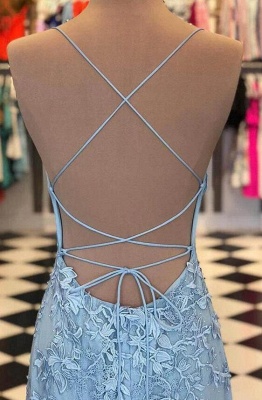 Spaghetti Strap Backless Sky Blue Mermaid Prom Dresses_3