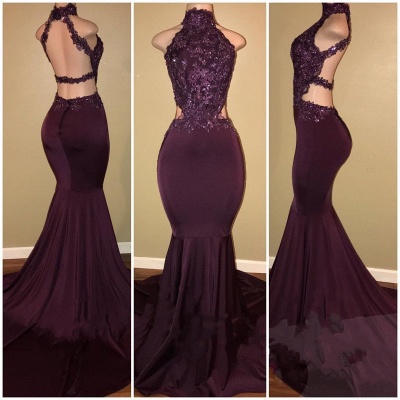Sleeveless Open Back Mermaid Long Prom Dresses  Plus Size | Lace Formal Dresses for Women_4