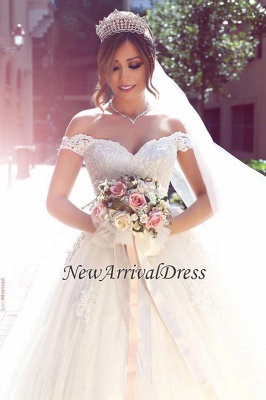 Appliques New Arrival Lace Puffy Tulle Popular Off The Shoulder Elegant Wedding Dresses_1