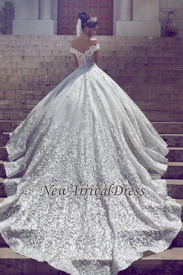 New Short Sleeve Gorgeous Long New Arrival Lace Off The Shoulder Elegant Wedding Dresses_1
