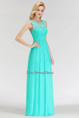 Elegant Long Sleeveless Lace Scoop Chiffon Bridesmaid Dress_1