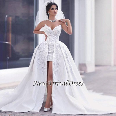 Puffy Overskirt New Arrival Lace Gorgeous Strapless Appliques  Online Elegant Ball Gown Wedding Dresses_1