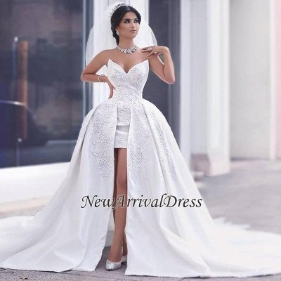 Puffy Overskirt New Arrival Lace Gorgeous Strapless Appliques  Online Elegant Ball Gown Wedding Dresses_1