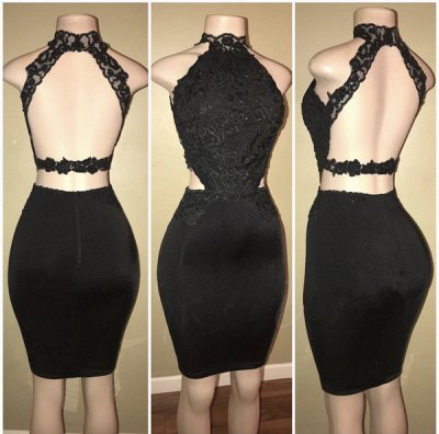 Black Long Prom Dresses  | Open Back Lace Semi Formal Dress BA8580_3