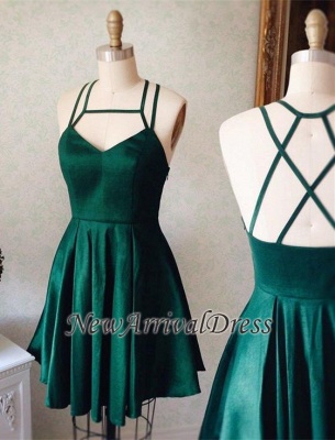 New Arrival Mini Green Sleeveless Spaghetti Straps Sexy Short Homecoming Dresses_1