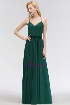 Elegant Chiffon A-Line Spaghetti-Straps Dark-Green Bridesmaid Dress_6