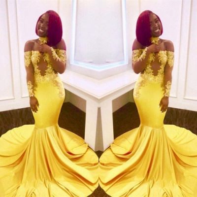 Off The Shoulder Yellow Prom Dress Long | Mermaid Plus Size Formal Dresses BA7903_3